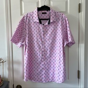 BC Collection Short Sleeve Pink Pineapple Button Down Sz XL (marked 4XL)